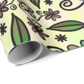 Paarse Retro Boho Daisies Cadeaupapier (Rol Hoek)