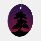 Paarse Retro Bonsai Sunset Keramisch Ornament (Rechts)