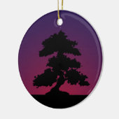 Paarse Retro Bonsai Sunset Keramisch Ornament (Links)