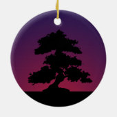 Paarse Retro Bonsai Sunset Keramisch Ornament (Achterkant)