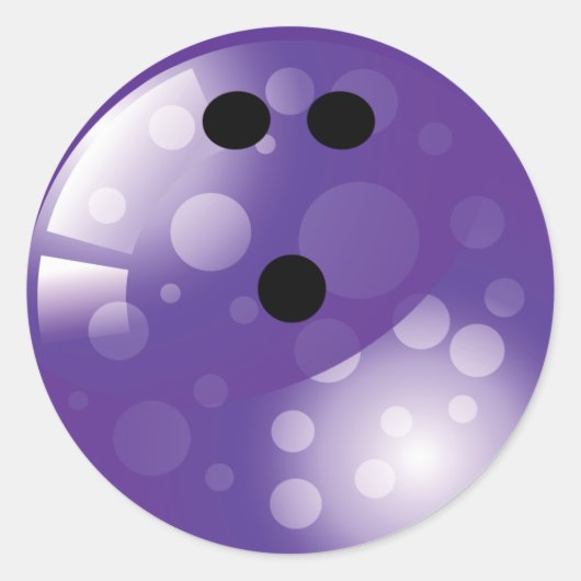 PAARSE RETRO BOWLING BALL RONDE STICKER (Voorkant)