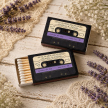 Paarse Retro Cassettebandje Trouwgunst