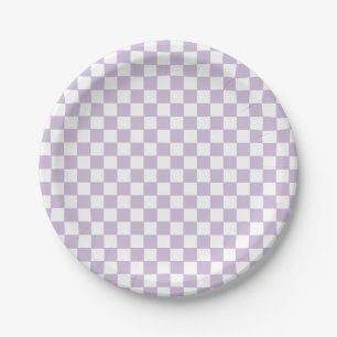 paarse Retro Checker verjaardag papieren borden Bordje