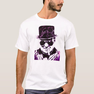 Paarse retro Churchill T-shirt