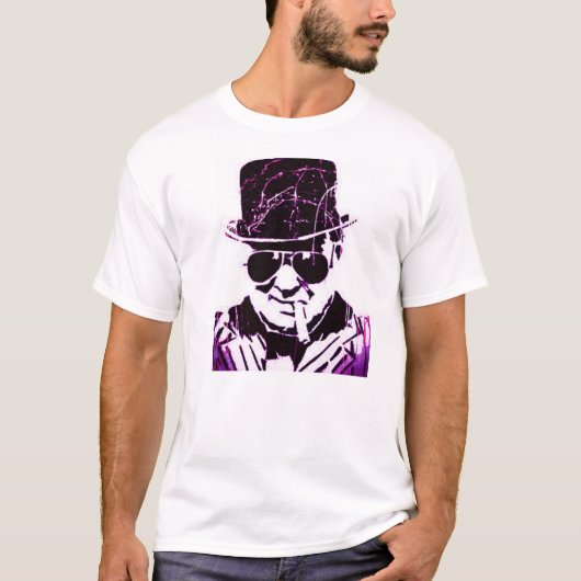 Paarse retro Churchill T-shirt (Voorkant)