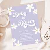 Paarse Retro Daisy Baby shower Baby in bloei Kaart