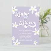 Paarse Retro Daisy Baby shower Baby in bloei Kaart (Staand voorkant)