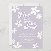 Paarse retro Daisy Five is een vibe verjaardag Kaart (Voorkant)