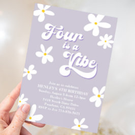 Paarse Retro Daisy Four is een vibe verjaardag Kaart