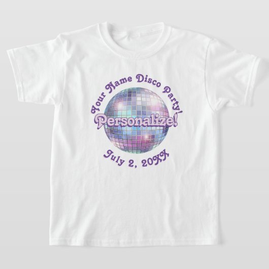 Paarse Retro Disco Ball PERSONALIZED T-Shirt (Laagn)