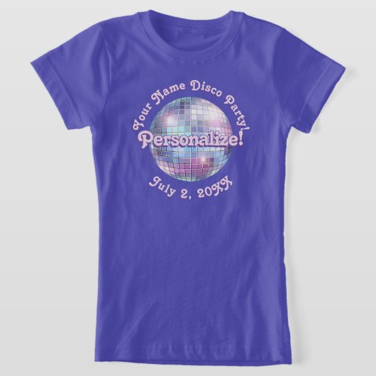 Paarse Retro Disco Ball PERSONALIZED T-Shirt (Laagn)