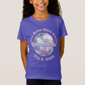 Paarse Retro Disco Ball PERSONALIZED T-Shirt (Voorkant)