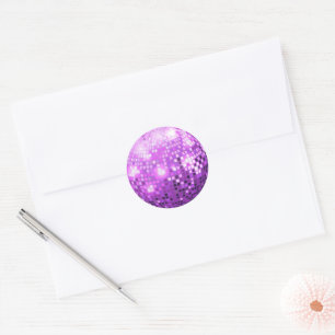 Paarse Retro Disco Klassieke Ronde Sticker