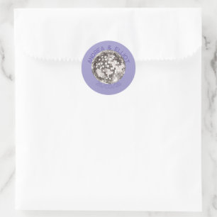 Paarse Retro Disco Trouwsticker Enveloppe Zegel