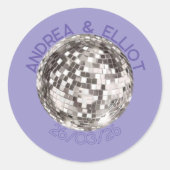 Paarse Retro Disco Trouwsticker Enveloppe Zegel (Voorkant)