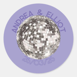 Paarse Retro Disco Trouwsticker Enveloppe Zegel