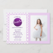 Paarse Retro Doll Foto Verjaardag Kaart (Voorkant)
