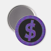 PAARSE RETRO DOLLAR SIGN MAGNEET (Voorkant / Achterkant)