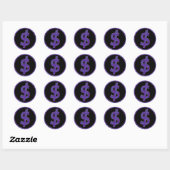 PAARSE RETRO DOLLAR SIGN RONDE STICKER (Vel)