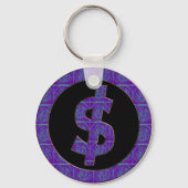 PAARSE RETRO DOLLAR SIGN SLEUTELHANGER (Voorkant)