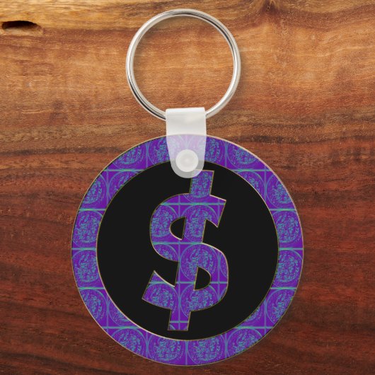 PAARSE RETRO DOLLAR SIGN SLEUTELHANGER (Voorkant)