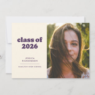 Paarse Retro Eenvoud Foto Afstuderen Aankondiging