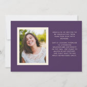 Paarse Retro Eenvoud Foto Afstuderen Aankondiging (Achterkant)