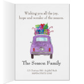 Paarse Retro Fiat 500 met kerstcadeaus (Binnen (Rechts))