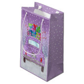 Paarse Retro Fiat 500 met kerstcadeaus Klein Cadeauzakje (Achterkant Gekanteld)