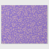 Paarse Retro Floral Pattern Cadeaupapier (Vlak)