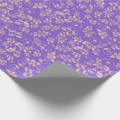 Paarse Retro Floral Pattern Cadeaupapier (Hoek)