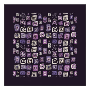 Paarse Retro Geometrisch Patroon Perfect Poster