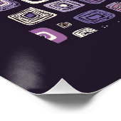 Paarse Retro Geometrisch Patroon Perfect Poster (Hoek)