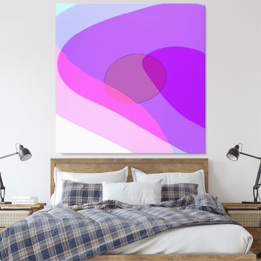 Paarse Retro Groovy Abstract 409 Canvas Afdruk (Insitu (Slaapkamer))