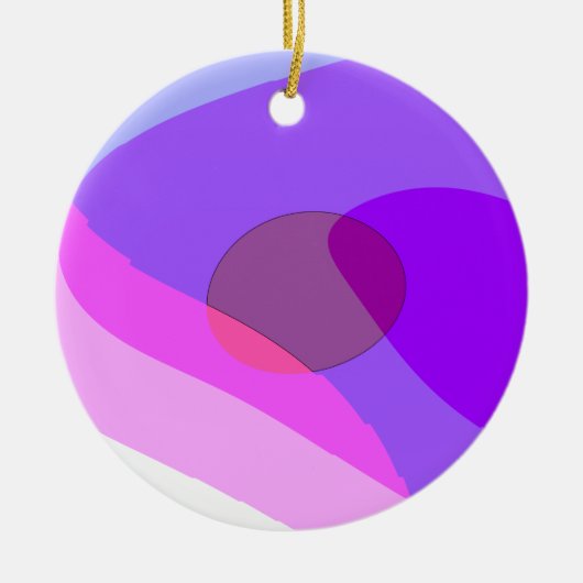 Paarse Retro Groovy Abstract 409 Keramisch Ornament (Voorkant)