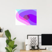 Paarse Retro Groovy Abstract 409 Poster (Thuiskantoor)