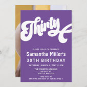 Paarse Retro Groovy Foto 30e Verjaardagsfeest Kaart (Voorkant / Achterkant)