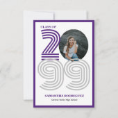 Paarse Retro Grote Nummers Afstuderen Foto Kaart (Voorkant)