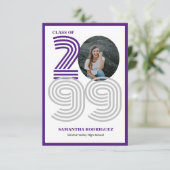 Paarse Retro Grote Nummers Afstuderen Foto Kaart (Staand voorkant)