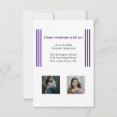 Paarse Retro Grote Nummers Afstuderen Foto Kaart (Achterkant)