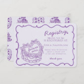 Paarse Retro Hart Coquette Cake Registry Insert Informatiekaartje (Voorkant / Achterkant)