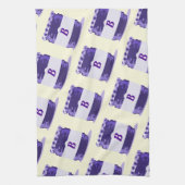 Paarse Retro Jelly Jar Pattern met Monogram Theedoek (Verticaal)