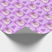 Paarse Retro Kerstman Kerstboom Plaid Cadeaupapier (Hoek)