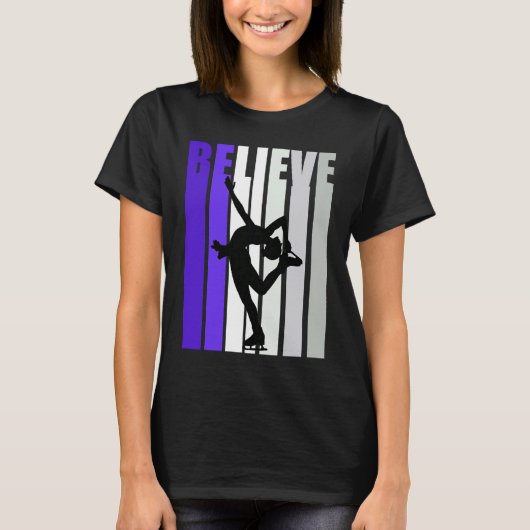 Paarse Retro Motivatie meisjes ijsschaatsen dancin T-shirt (Voorkant)