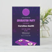 PAARSE RETRO NACHT DJ DISCO BAL GRADUATIE PARTY KAART (Staand voorkant)