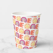 Paarse Retro ONE Eerste Verjaardagsfeest Papieren Bekers (Voorkant)