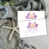 Paarse Retro Pearl Diaper Raffle Baby shower Informatiekaartje