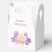 Paarse Retro Pearl Seashell Baby shower Bedankdoosjes (Open)
