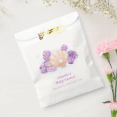 Paarse Retro Pearl Seashell Baby shower Bedankzakje (Gezegeld)