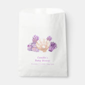 Paarse Retro Pearl Seashell Baby shower Bedankzakje (Voorkant)